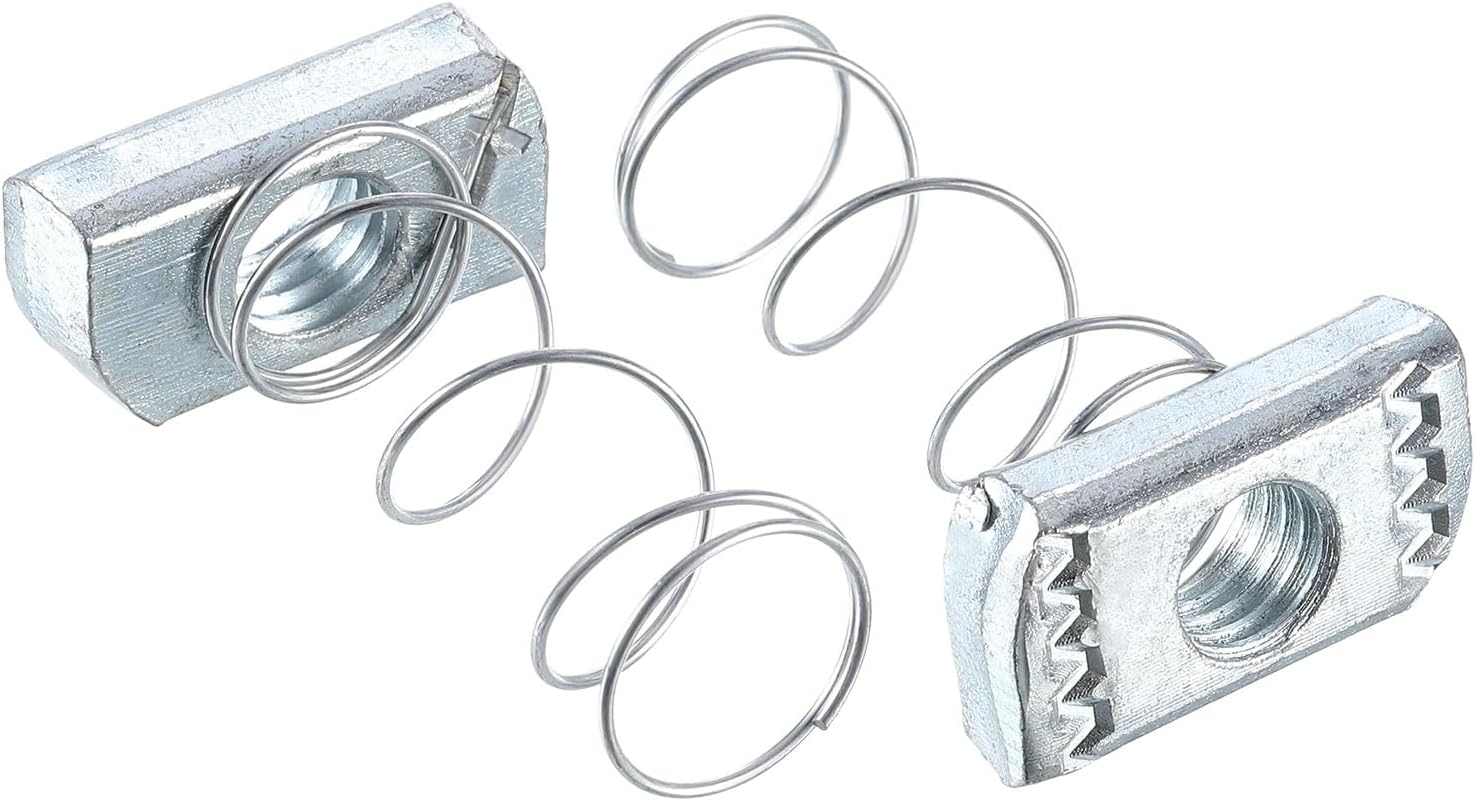 sourcing map Strut Spring Channel Nut Regular, 120Pcs 1/2"-13 Carbon Steel Zinc-Plating Long Spring Nuts for Strut Channel Mounts Solar Panel