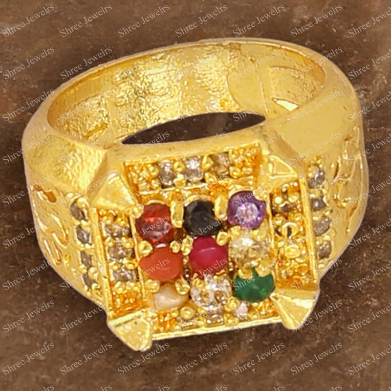Bague Navaratna Panchdhatu unisexe en taille fixe - 3