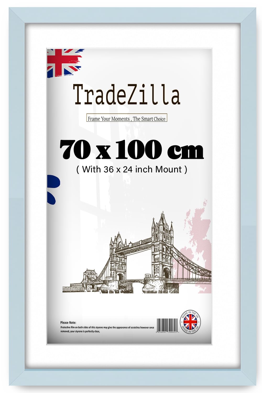 TradeZilla | Poster Frame 2' 4" x 3' 3" Light Grey 40" x 28" With (36 x 24 Inch) White Mount Handmade for Room Décor (70 x 100 cm) [ Light Grey ]