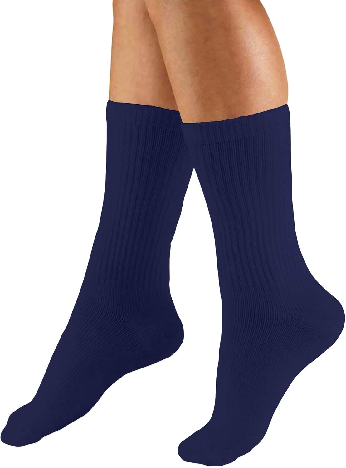 Truform Compression Socks, 15-20 mmHg, Men's Crew Length Mid-Calf Cushion Foot Socks, Tan, Large (Pack of 2)