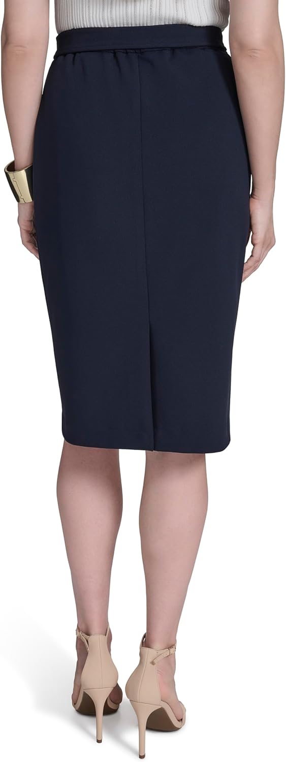 H Halston Womens Gold Halston Belt Scuba Crepe Suiting Skirt