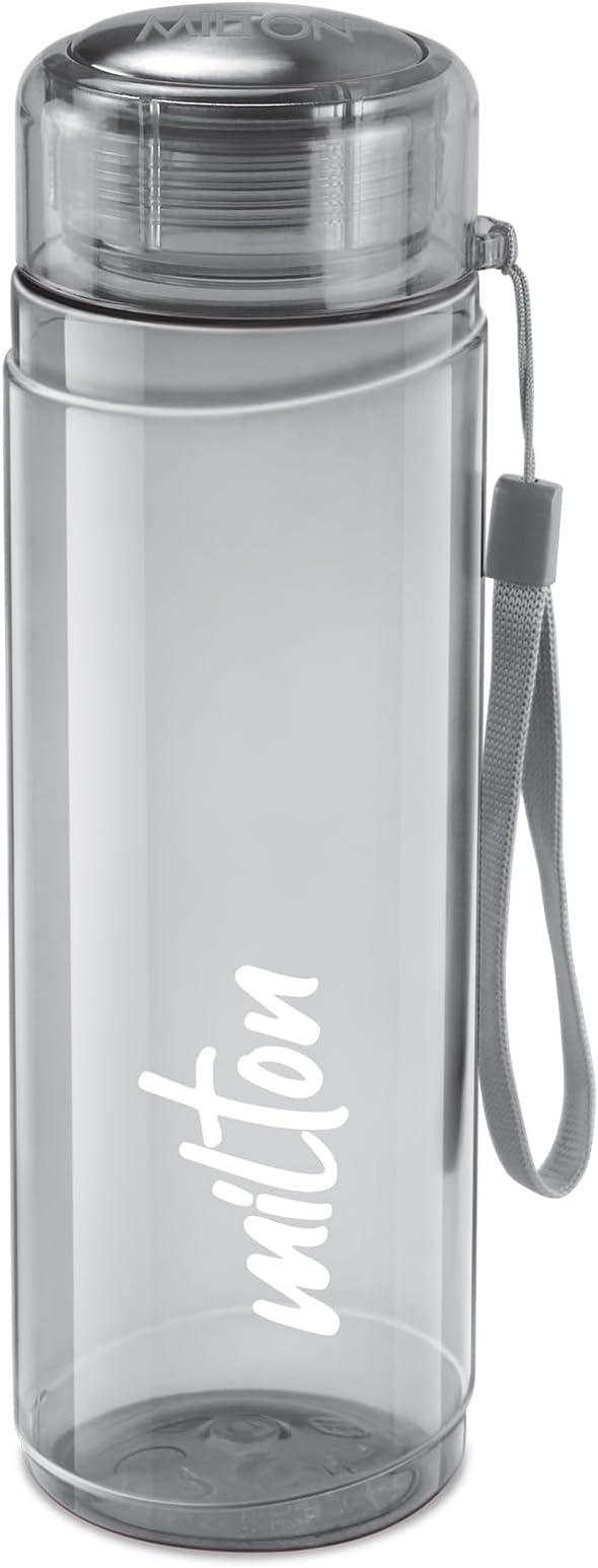 MILTON Hector 1000 Water Bottle, 1 Litre, Reusable Plastic Fridge Bottle, BPA Free and Leak Proof Bottles for Travel, Work, Pack of 1, Grey