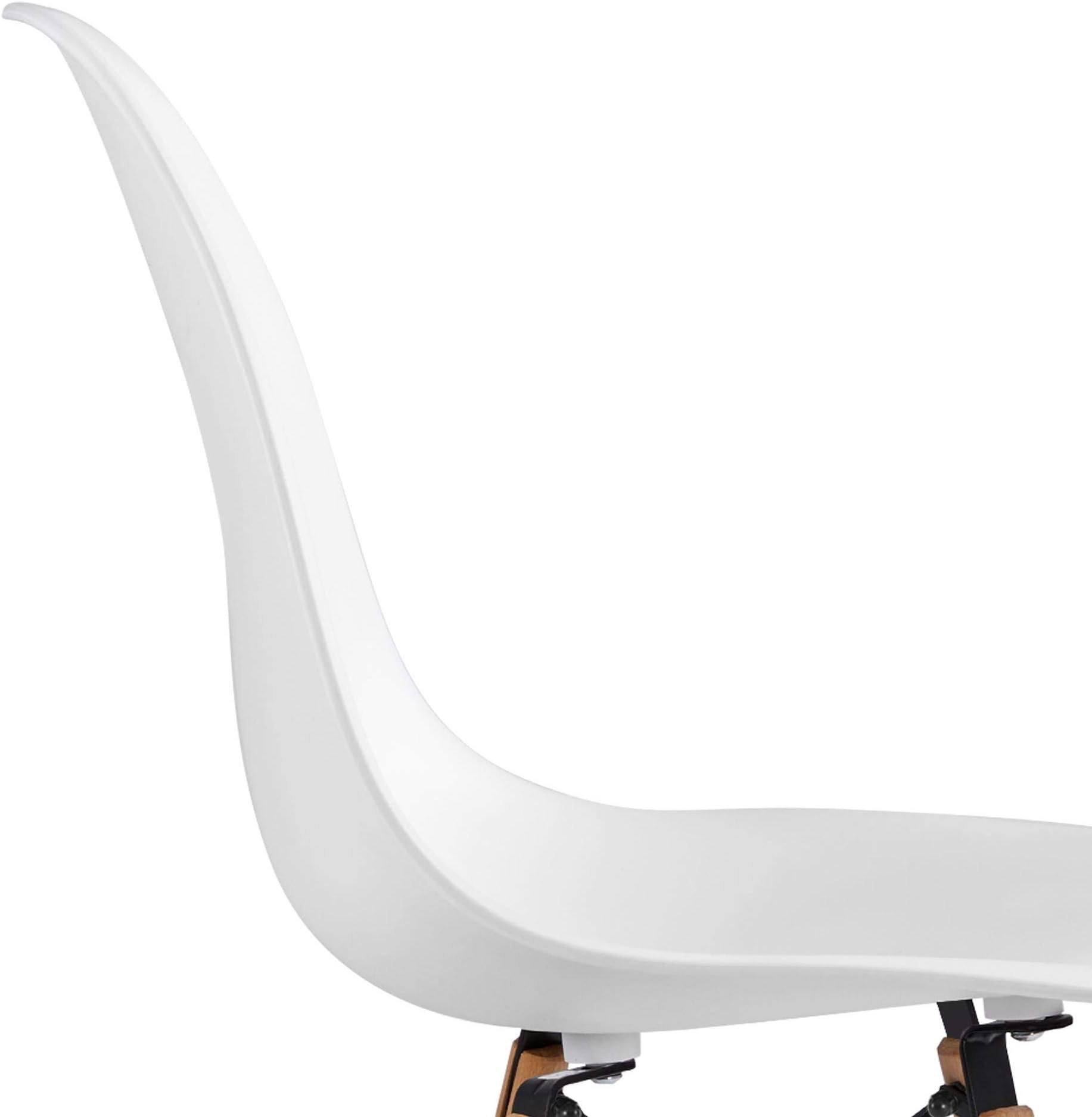 Yaheetech Dining Chairs Modern Pre Assembled Chairs Side Shell Eiffel DSW Chairs with Beech Wood Legs and Metal Wires for Dining Room Living Room Bedroom Kitchen Lounge Reception, Set of 4, White