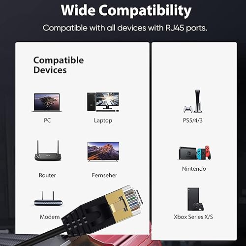 Miniatura 7 de Cable Ethernet Cat 8 para interiores y exteriores, cable de conexión LAN, ángulo recto, macho a izquierdo, macho de alta velocidad, RJ45, cable