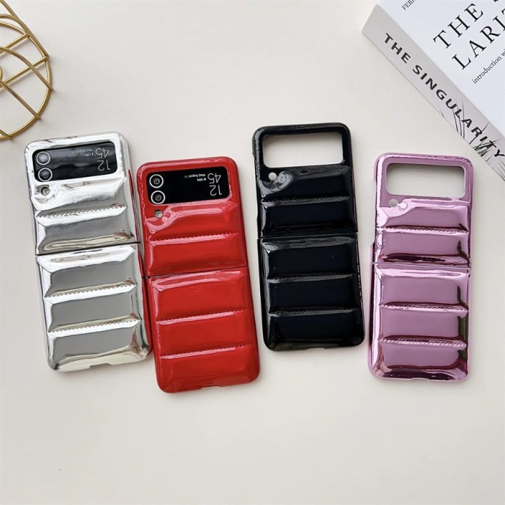 Funda de Lujo para teléfono con Chaqueta de plumón para Samsung Galaxy Z Flip 5 4 3 5G Fundas de Parachoques Suaves a Prueba de Golpes para Z Flip3 Flip4 Flip5, Negro, para Z Flip 5