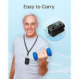 Fingertip Pulse Oximeter Blood Oxygen Monitor Pulse Ox, Heart Rate and Fast Spo2 Reading Oxygen Meter with OLED Screen Included Batteries and Lanyard