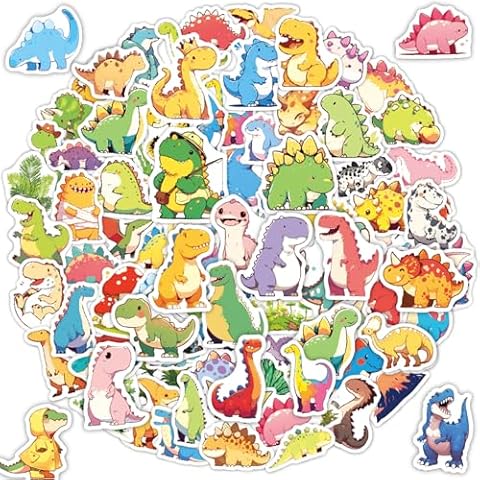 100PCS Cute Dinosaur Stickers for Kids, Kawaii Vinyl Sticker for Water Bottle Craft Scrapbooking Teaching Rewards, Dinosuar Gifts for Children Dinosaur Lovers Cover