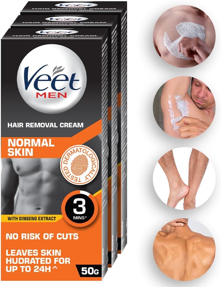 Hair Removal Cream for Men, Normal Skin - 50g Each (Pack of 3)