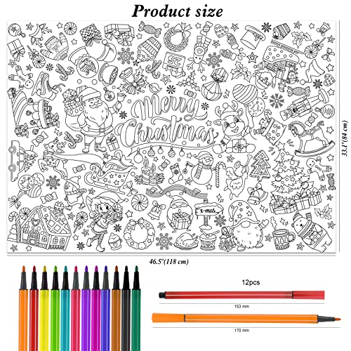 HOWAF Christmas Activity Pack Giant Colouring Poster for Kids Merry Christmas Coloring Books Santa Christmas Tree Christmas Table Cloth Colouring Paper for Boys Girls Xmas Decorations - Image 2