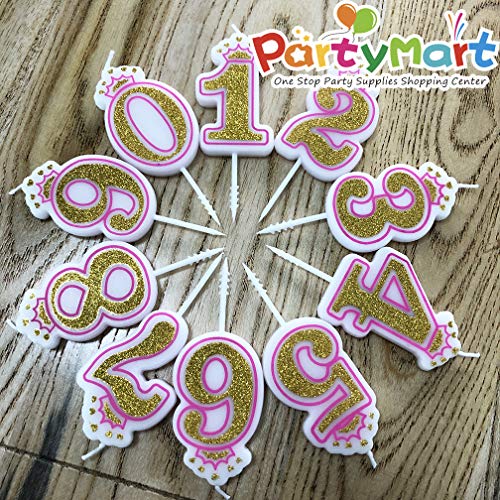 Partymart Number 2 Giltter Candle, Pink Number 2 #TOP4