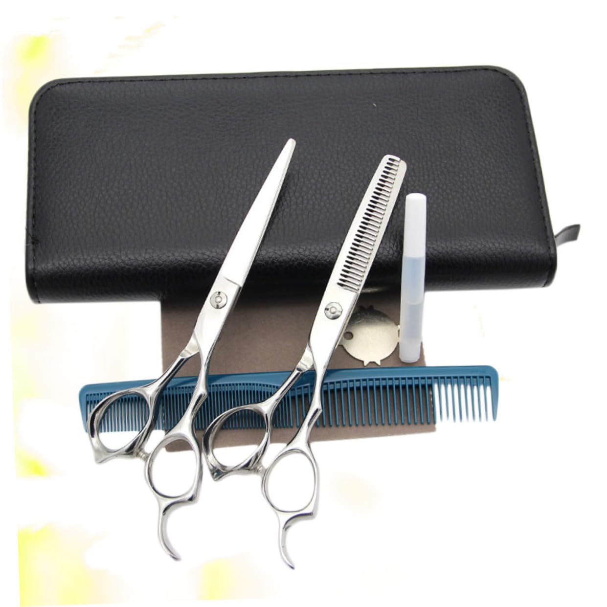 Housoutil Tijeras de Peluquería de Acero Inoxidable, Corte Recto y Vaciado, para Uso Diario en Casa o Salón,