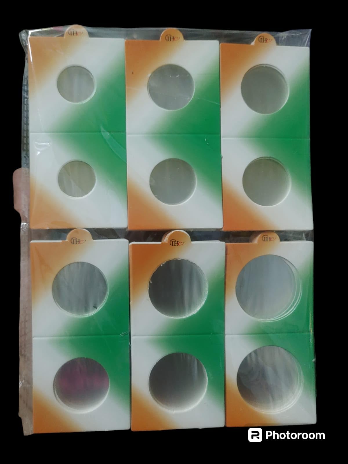 IHC ~ COIN HOLDER (TIRANGA) 2x2 (150 HOLDERS, 6 DIFFERENT SIZES (25 EACH))