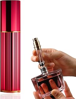 UULANFA Refillable Perfume Atomizer Travel Size Cologne Spray Bottle Empty Mini Perfume Bottles Striped Design Portable Scent Pump Case Easy to Fill Perfume Dispenser 5ml (Red)
