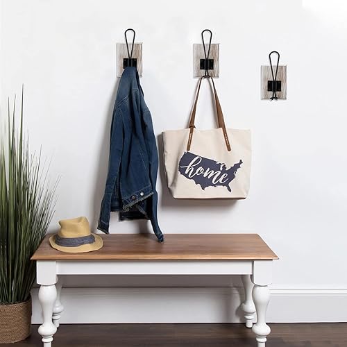 Miniatura 8 de Ganchos dobles para toallas de baño, paquete de 2 ganchos para abrigos de granja montados en la pared, ganchos de pared de madera decorativos