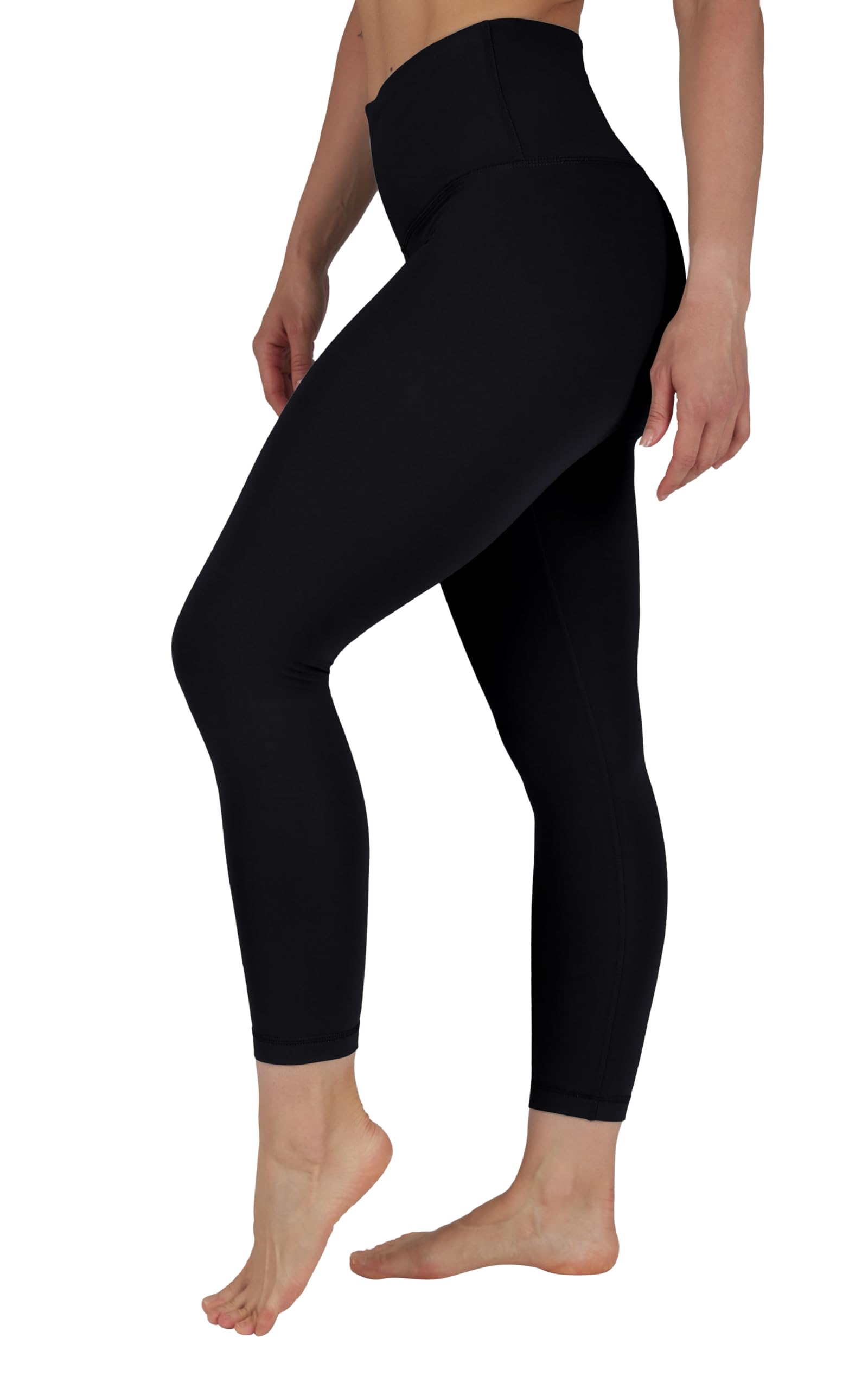 Yogalicious High Waist Buttery Soft Lightweight Capri Leggings High Rise Workout Yoga Pants for Women, Black Nude Tech, S
