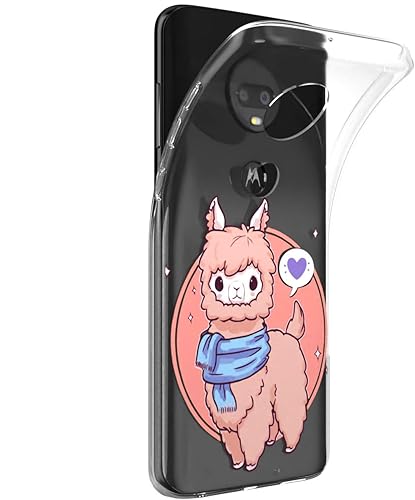 Miniatura 2 de Mertak Funda de teléfono compatible con Motorola Edge + Moto G9 G8 Plus G7 Play Power Z4 Diseño Alpaca Bufanda Flexible Silicona Protectora Pnk TPU