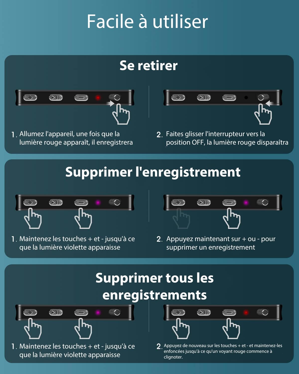 Mini Appareil d'écoute - 80 Heures d'enregistrement - Enregistreur Espion - Appareil d'écoute - Enregistreur Vocal numérique - Dictaphone