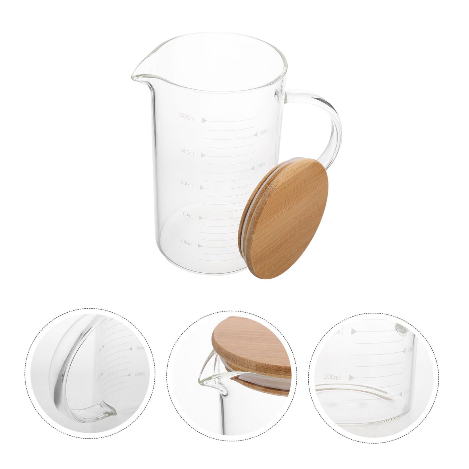 Bicchiere Graduato Con Manico e Coperchio Da Misurino Trasparente Per Latte Caffè e Altri Liquidi Jug Lidded Elegante Per Cucina e Frigorifero