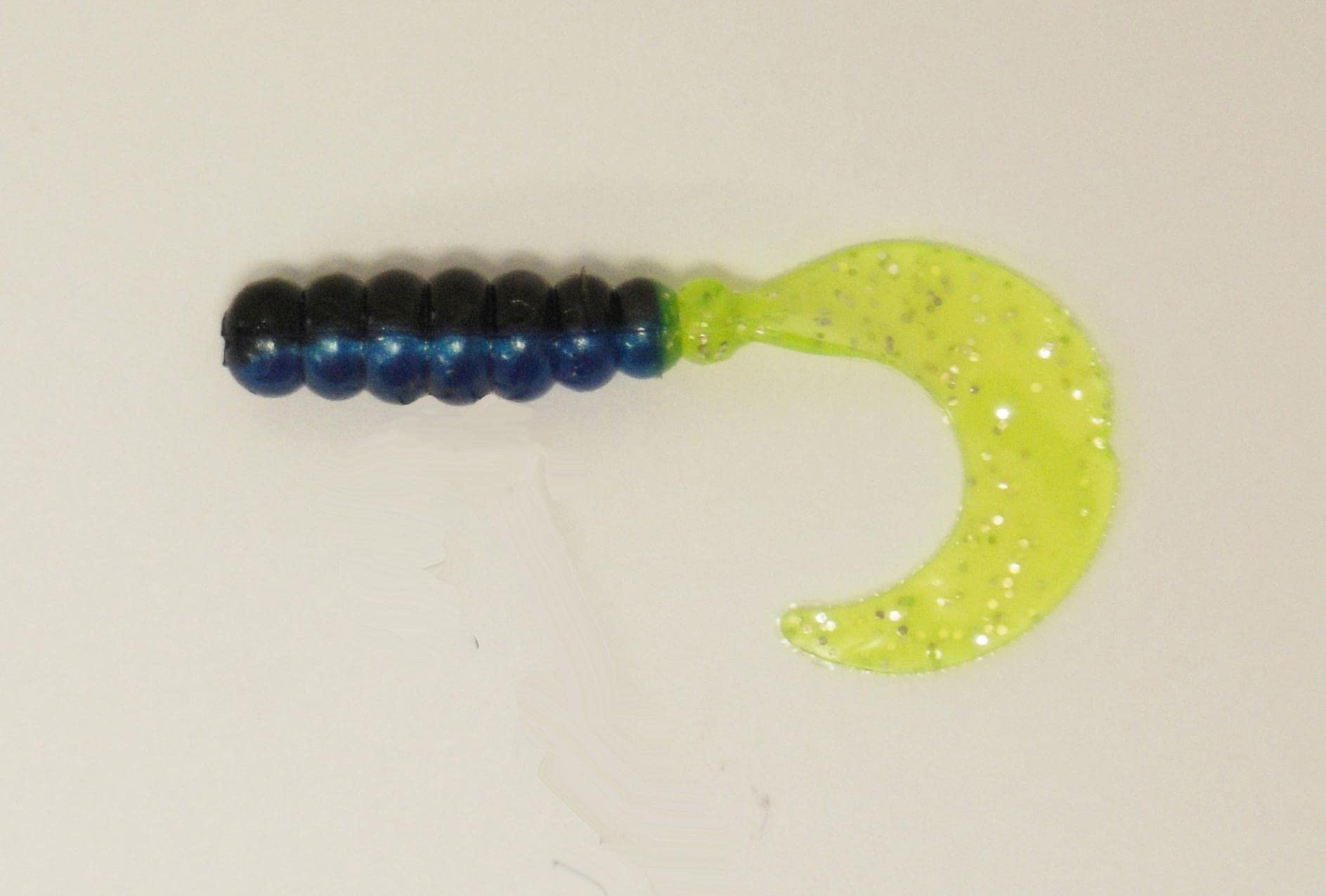 Big Bite Baits FG205 Fat Grub Black/Blue/Chartreuse Silver, 2"
