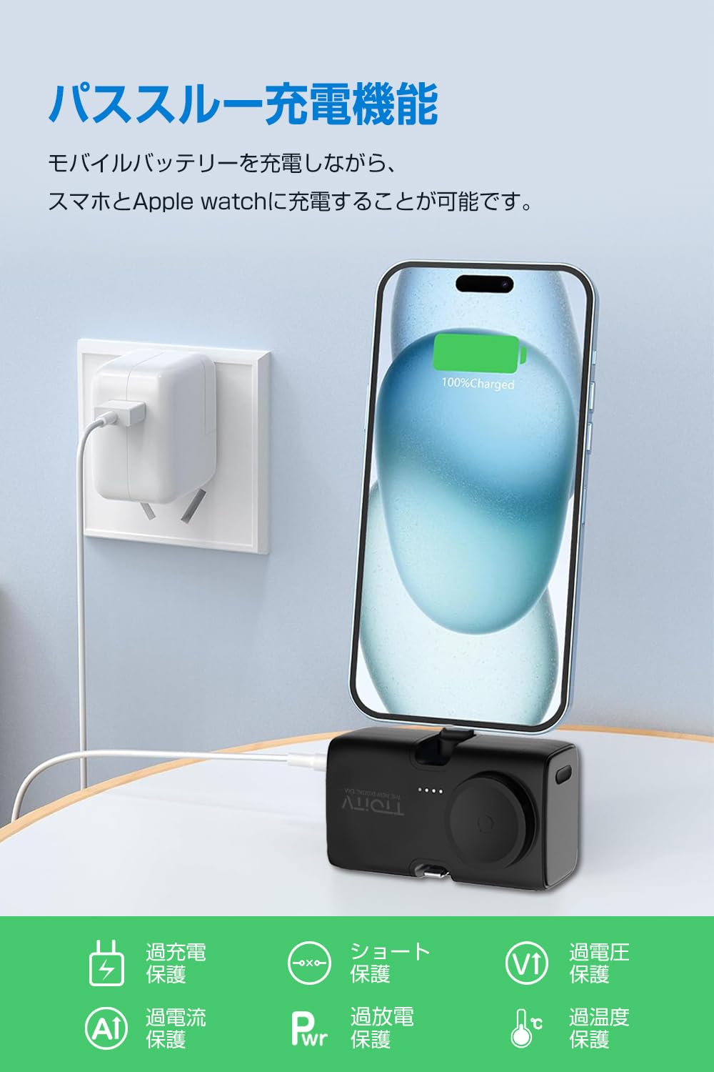 Amazon | モバイルバッテリー 小型 iwatch モバイルバッテリー 5000mAh