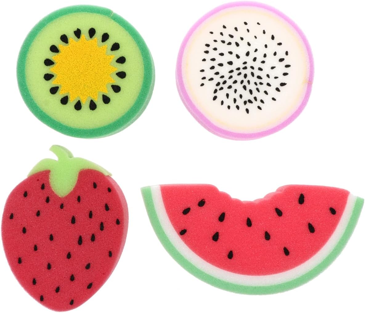 FOMIYES 4Pcs Fruit Shaped Bath Sponges for Kids, Soft Sponge Shower Scrubber with Gentle Exfoliating Power, Compact and Lightweight Bathing Tools for Body Cleaning