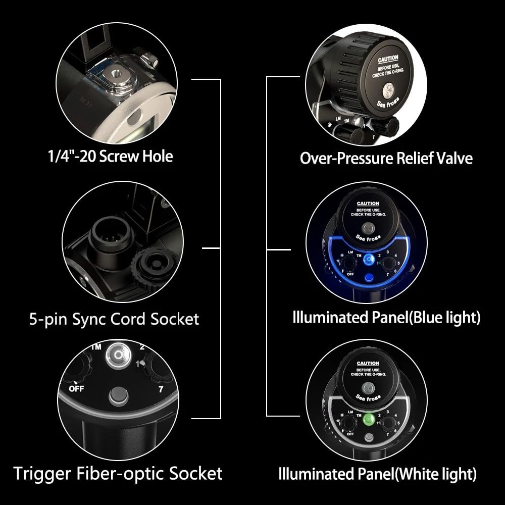 Seafrogs SF-01 Kit stroboscopique d’éclairage sous-Marin. Comprend 2 stroboscopes, 2 Boules flottantes, 6 Barres d’Extension, 1 câble à Fibre Optique, 1 Plateau en Aluminium pour Le boîtier Seafrogs