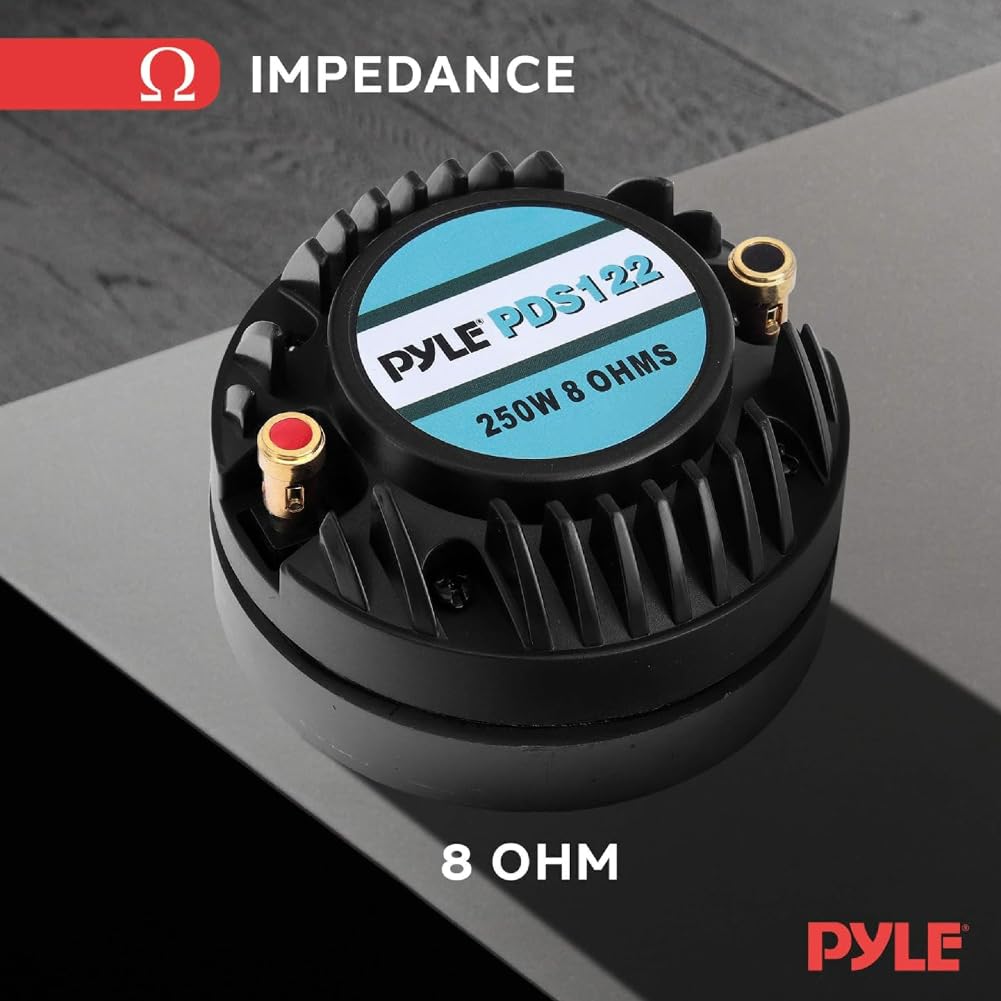 KIT SET PER PYLE PDS122 1 driver a compressione tweeter 125 watt rms 250 watt max, filettatura da 1" 2,5 cm, casa, feste, cassa, 8 ohm, 95 db, bobina 3,5 cm, 1 pezzo + condensatore omaggio