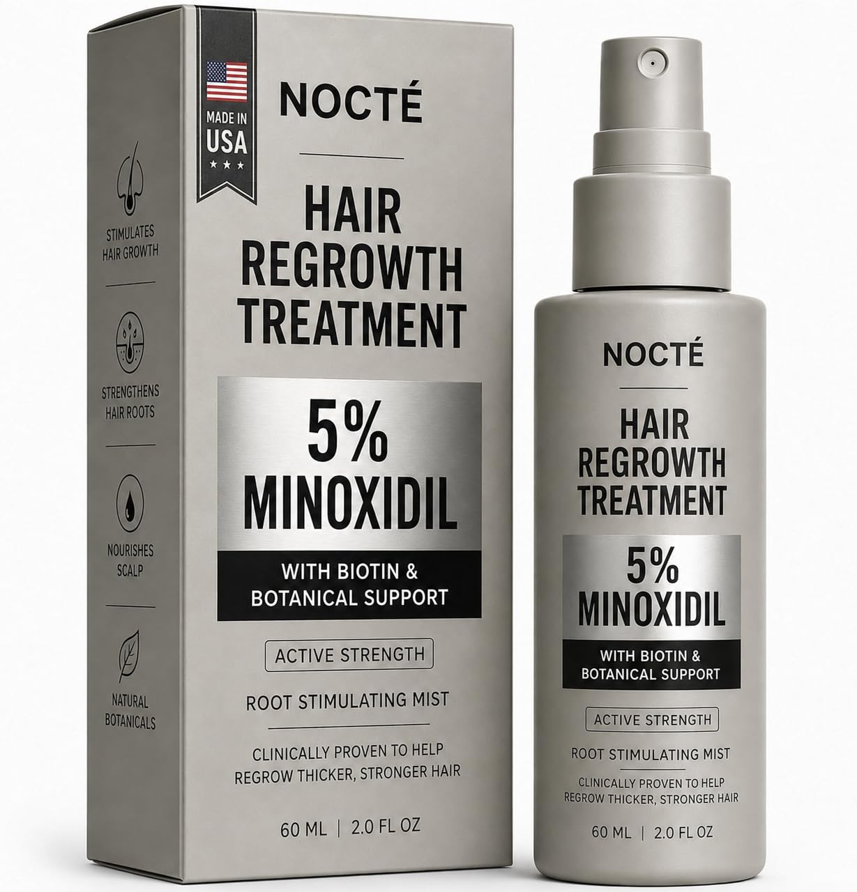 Nocte 5% Minoxidil Hair Regrowth Serum Spray for Men & Women