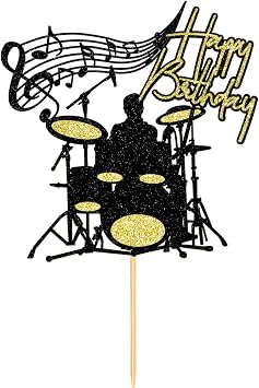 Drum kit Happy Birthday Cake Topper-Drummer Birthday Party or Rock Band Concert Theme Party Decor Drum kit-7