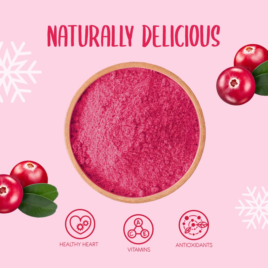 Polvo de Arándano Rojo Liofilizado 250g — Cranberry en Polvo — Fruta Liofilizada en Polvo sin Azúcar — Colorante Natural Rojo — Para Repostería, Batidos, Yogur, Muesli y Postres