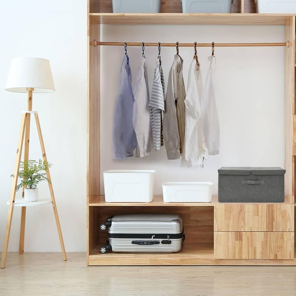 Boîte de rangement tissu gain de place anthracite 50x30x25 pour linge