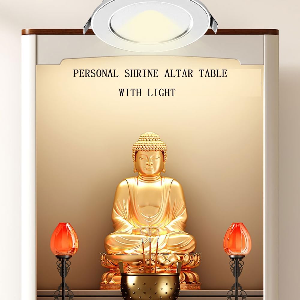 Buddhist Altar New Chinese Style Cabinet with Storage, Shrine Altar Table, Buddha Niche Chinese Cabinet, Meditation Pedestal Offering Table (88x40x188.5cm with Light)