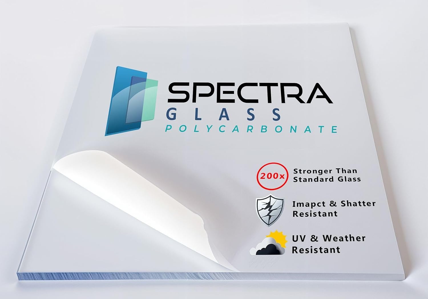 12" x 18" (3/8" Thick) Spectra Glass Clear Polycarbonate Lexann Plastic Sheet. Stronger Than Plexiglass Sheets. UV, Impact, Weather Resistant. Sizes Nominal Cut Within +-1/8". Made in USA