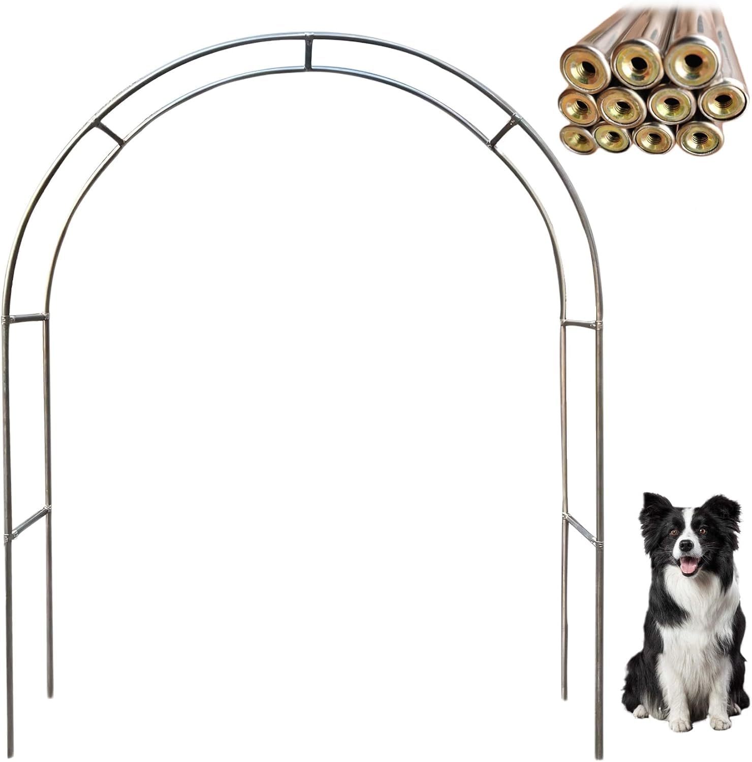 bettght Stainless Steel Outdoor and Indoor Garden or Wedding Arch 230/240CM for Climbing Plants Rose Trellis Outdoor Arbour(19mm,4 * 2.4m(13 * 7.9ft))