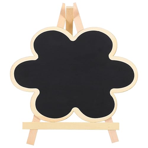Flower Shaped Chalkboard Sign with Wood Stand Creative Tabletop Blackboard