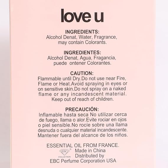 Love U Spray Perfume for Women Eau de Parfum Floral Fruity Sweet Scent 100ml / 3.4 fl.o