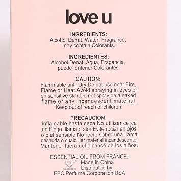 Love U Spray Perfume for Women Eau de Parfum Floral Fruity Sweet Scent 100ml / 3.4 fl.o