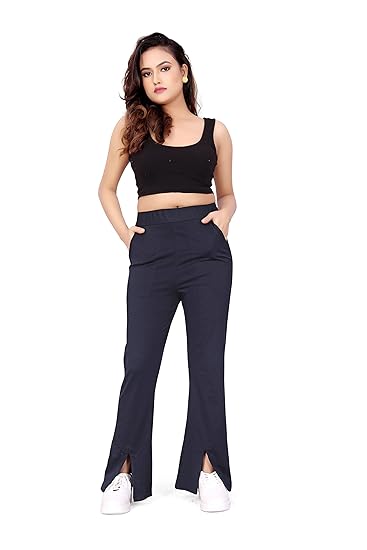 High Waist Stretchable Pants for Women | Women's Regular Fit Nylon Flare Pants | Active Wear Tights Yoga Pants Zumba/Dance Women's Workout Tights Gym Tight Black