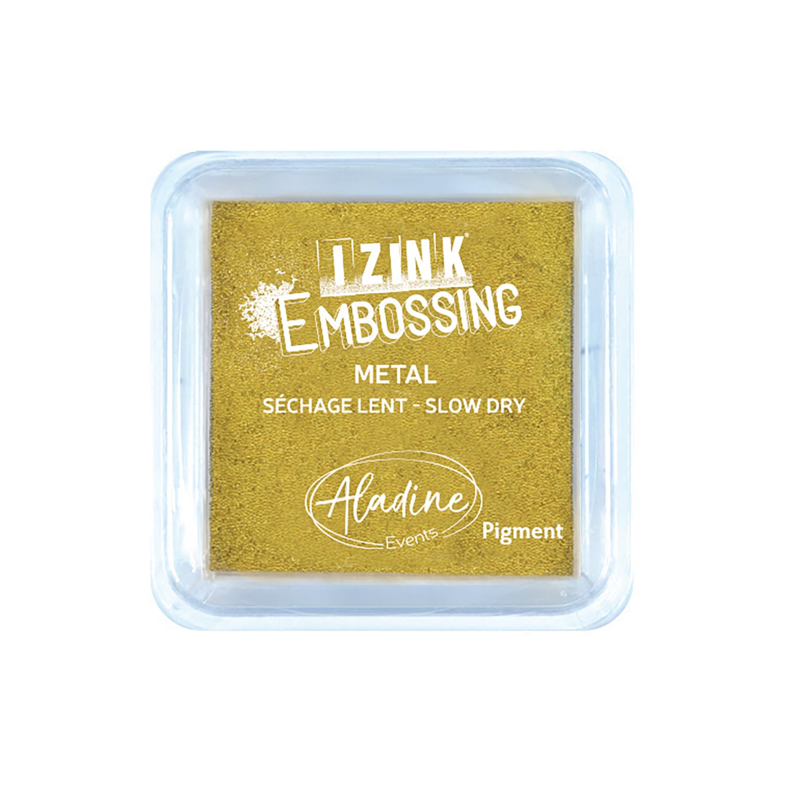 Encreur Aladine Izink Pigment Gold - Format L 8x8cm - Encre Or à Séchage Lent - Pour Embossing Et Scrapbooking
