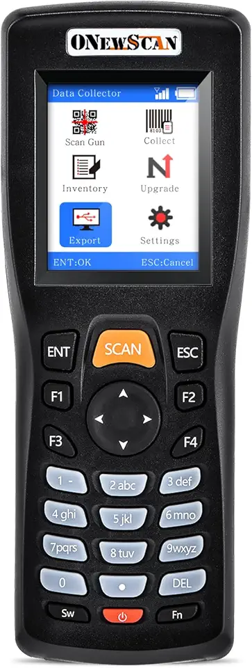 Scanner de inventário sem fio, leitor de código de barras portátil a laser 1D para dispositivo de inventário de terminal de dados de colecionador com tela colorida TFT de 5 cm