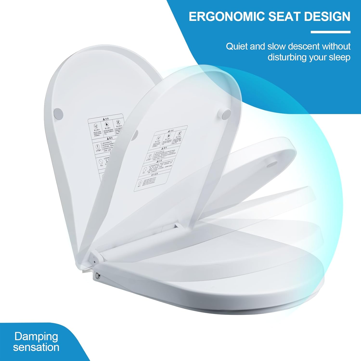 Heated Toilet Seat, Bidet Attachment for Toilet, Elongated Toilet Seat, 3-Speed Heating Mode & Earth Leakage Protection, with Temperature Display and Built-in Side Controls, Auto Night Light