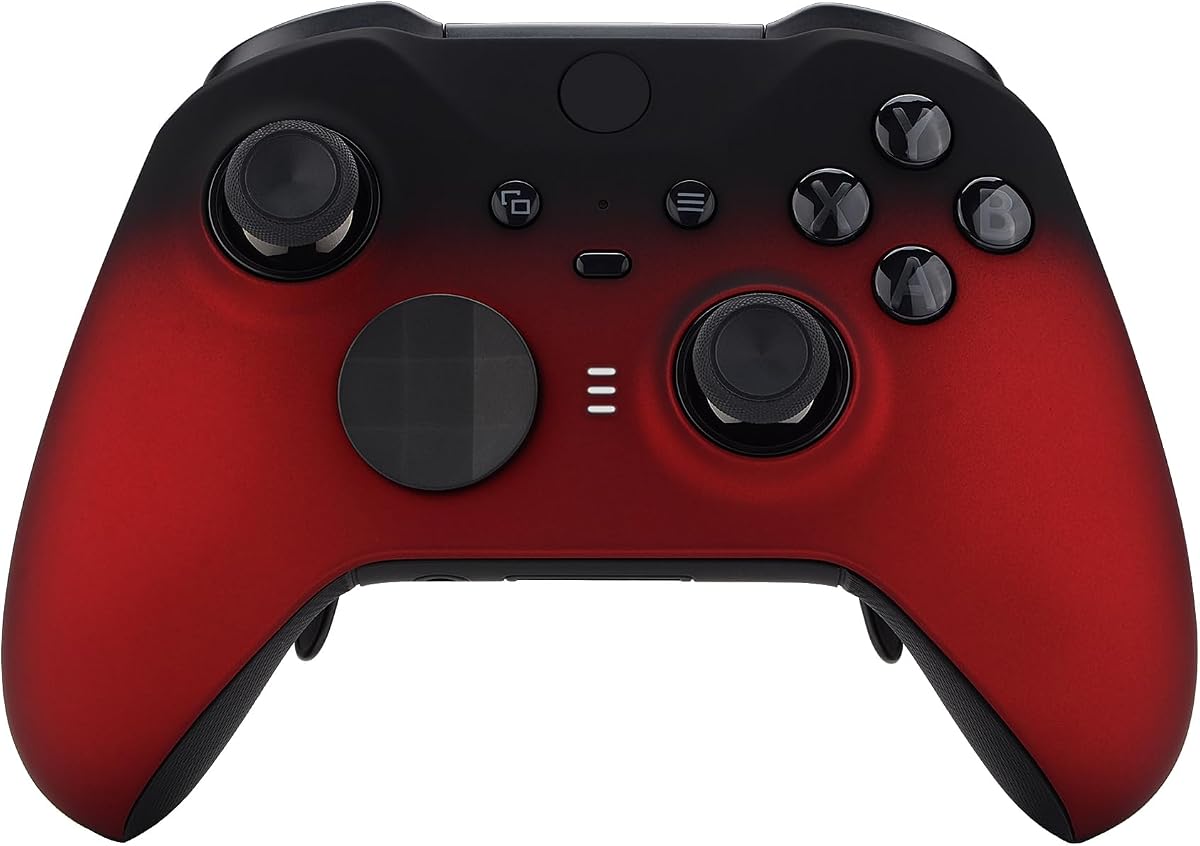 eXtremeRate Shadow Scarlet Red Soft Touch Grip Faceplate for Xbox One Elite Series 2, Front Housing Shell Cover Replacement Kit for Xbox Elite 2 Core Controller Model 1797 - Controller NOT Included