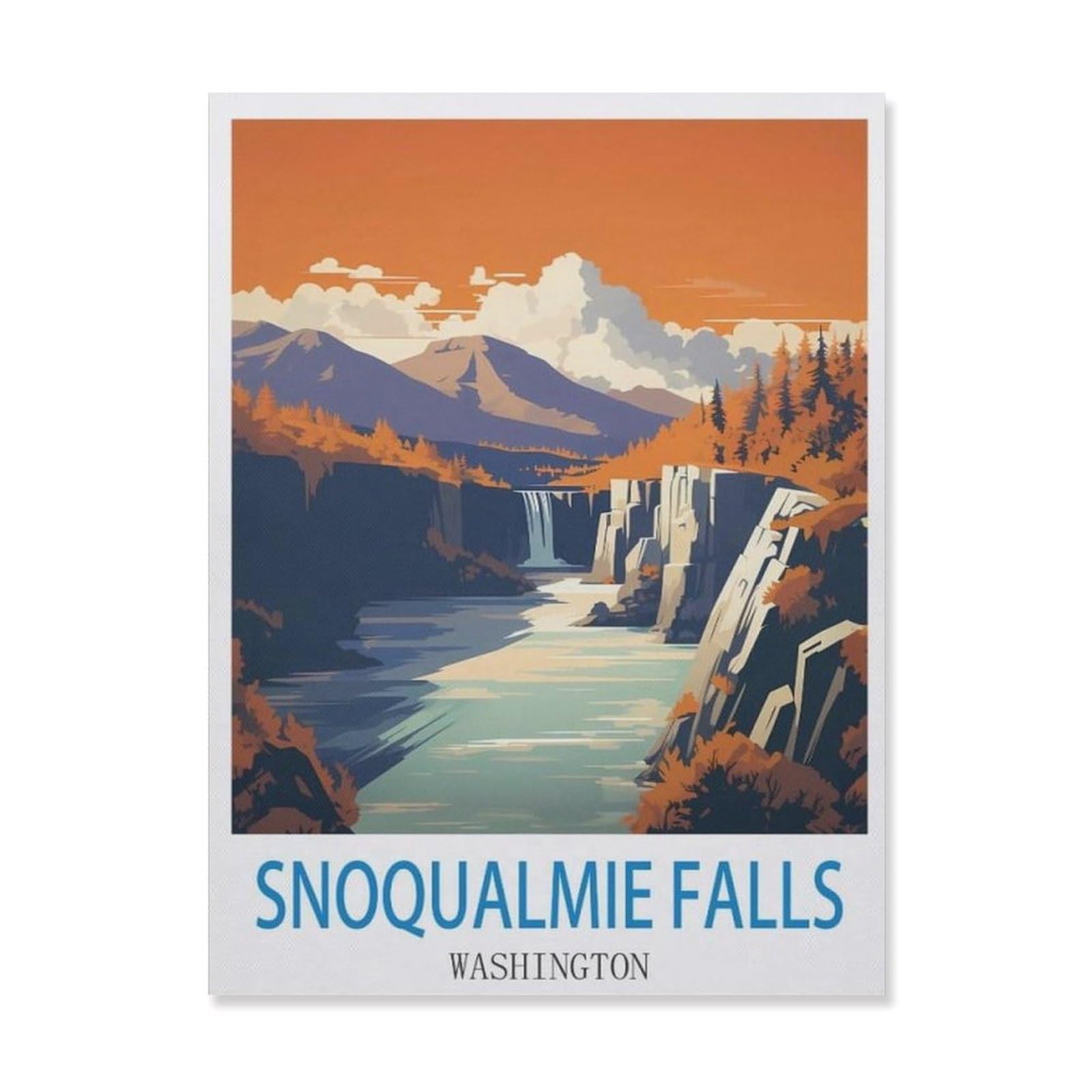 Vintage Metal Tin Sign，Snoqualmie Falls Washington(15x30cm）
