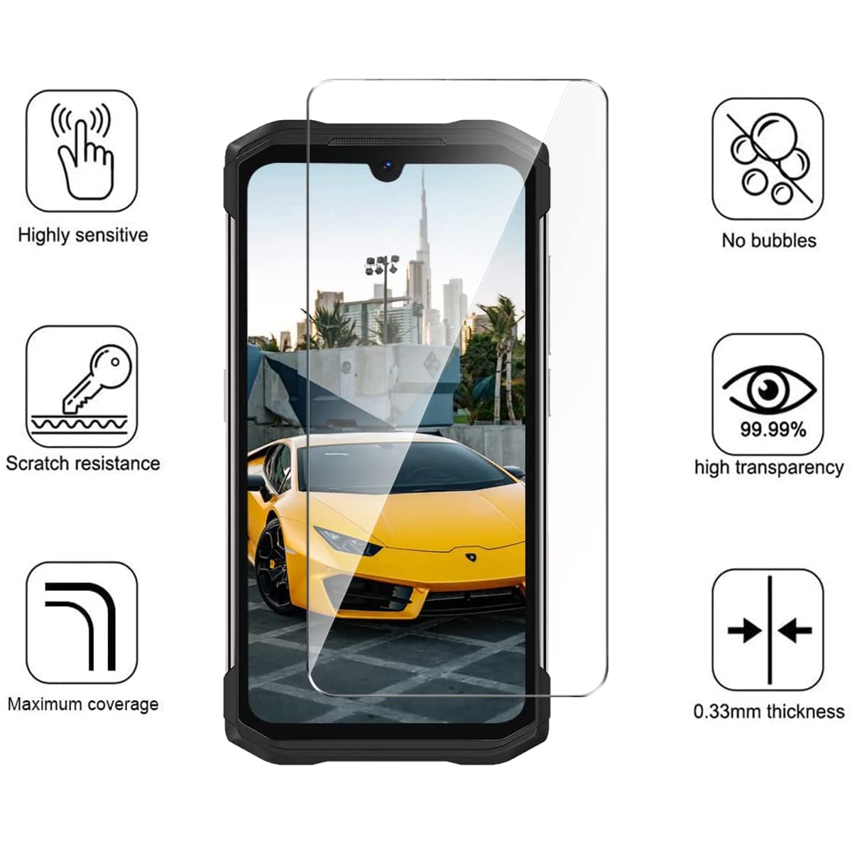 Coque Transparente Souple Pour Doogee Fire 7 + 2 Protections écran En Verre Trempé - Housse Silicone TPU Ultra Résistante