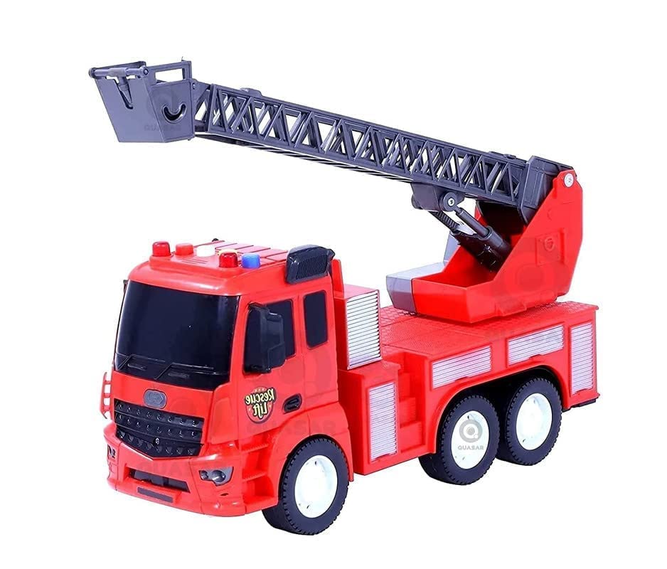 Bunzy Store Fire Rescue Lift Truck Unbreakable Pull Back Vehicle Light Music Construction Mini Engineering Toys Best Gift For Girls Boys (Ft Rescue Lift) - Kids