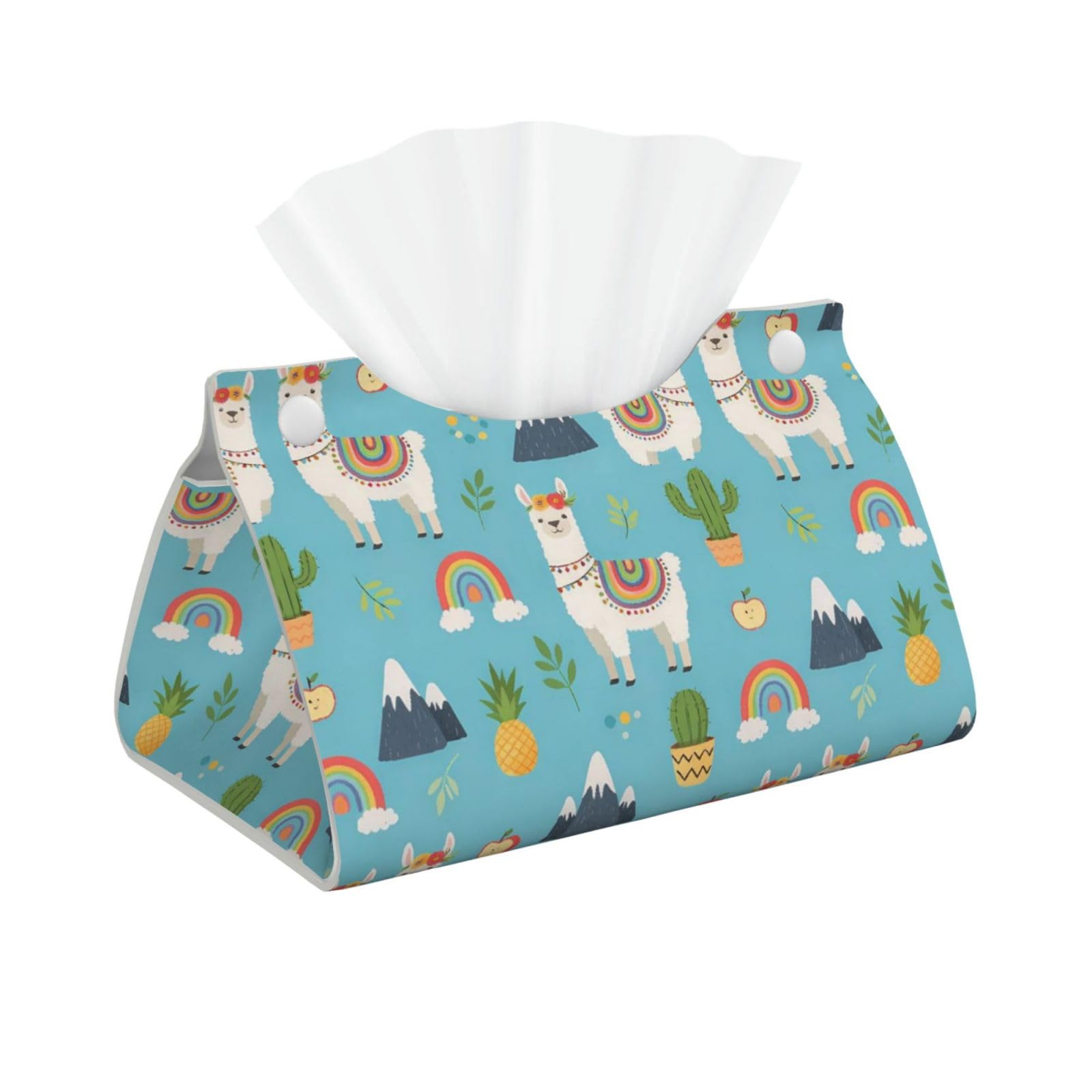 Cute Cactus Blue Sky Rainbow Llama Alpaca Long Tissue Box Cover Holder Home Decor Aesthetic 7.87'' x 5.12'' x 0.98''
