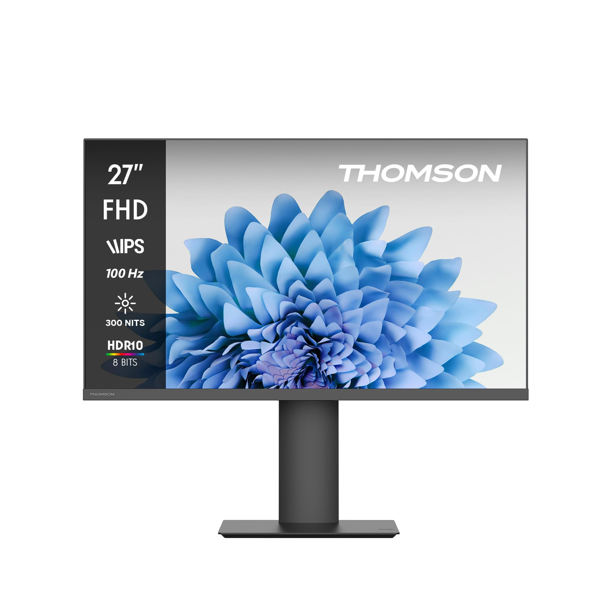 Thomson Monitor 27 pollici Full HD, frequenza di aggiornamento 100Hz, pannello IPS, supporto regolabile, HDMI, Adaptive Sync, supporto VESA 75x75, nero, M27FB5C14