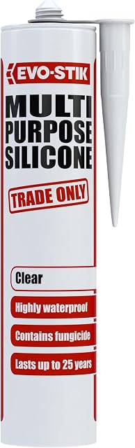 EVO-STIK Multipurpose Silicone Sealant, Waterproof + Mould Resistant, for Interior and Exterior Use, Colour: Clear