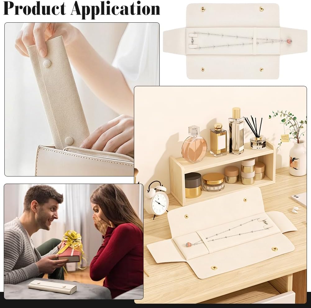 10Pcs Necklace Travel Case No Tangle Necklace Pouch Necklaces Pouch Storage Bag Microfiber Jewelry Organizer Tangle Free Jewelry Pouches for Women Wedding Necklaces Storage PapayaWhip