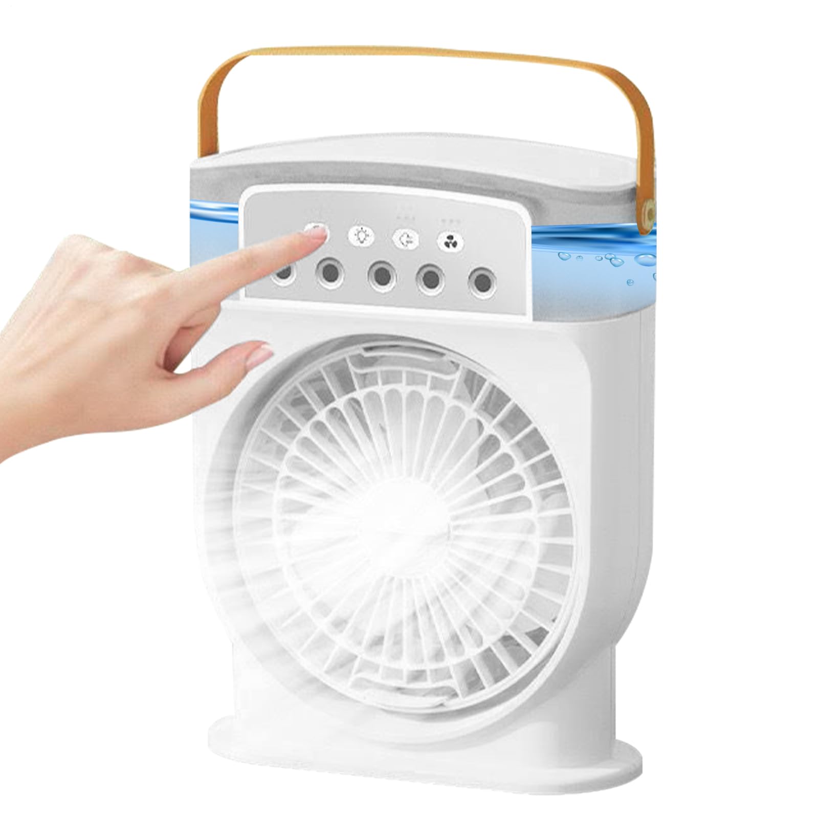 Generico Ventilatore Nebulizzatore Portatile,Ventilatore Nebbizzatore ad Acqua - Ventilatore ad Aria con 5 Ugelli e Serbatoio 600ml per Esterno Spiaggia Casa Yoga Usi